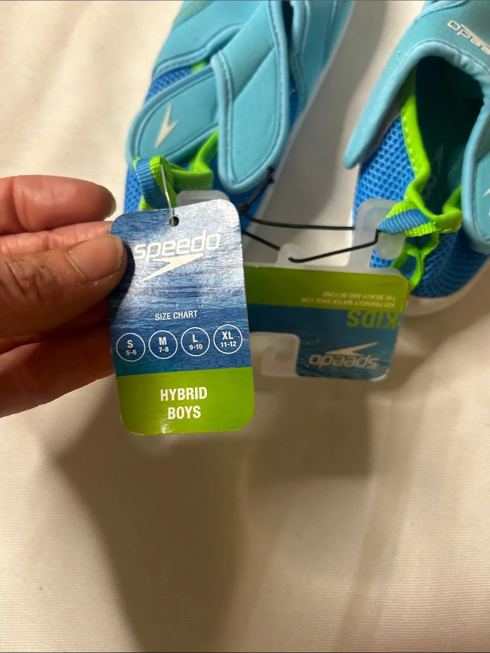 Speedo Kids Aqua Slip-On Water Shoes in Turquoise with Lime Accents